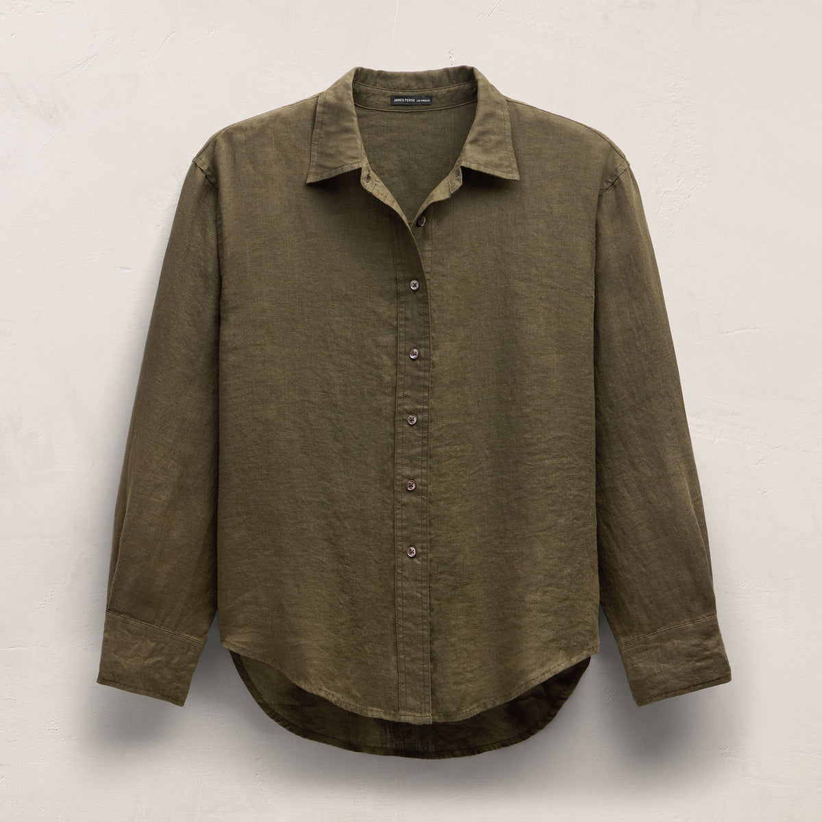 Linen Oversized Shirt in Army Green | James Perse Los Angeles