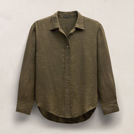 Linen Oversized Shirt in Army Green | James Perse Los Angeles