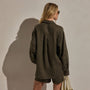 Linen Oversized Shirt in Army Green | James Perse Los Angeles