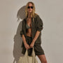 Linen Oversized Shirt in Army Green | James Perse Los Angeles