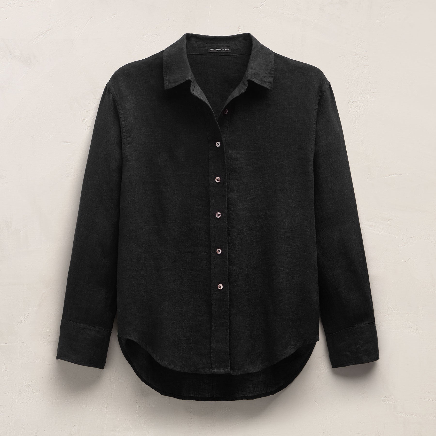 Linen Oversized Shirt in Black | James Perse Los Angeles