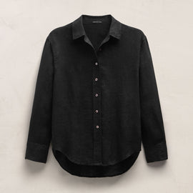 Linen Oversized Shirt in Black | James Perse Los Angeles