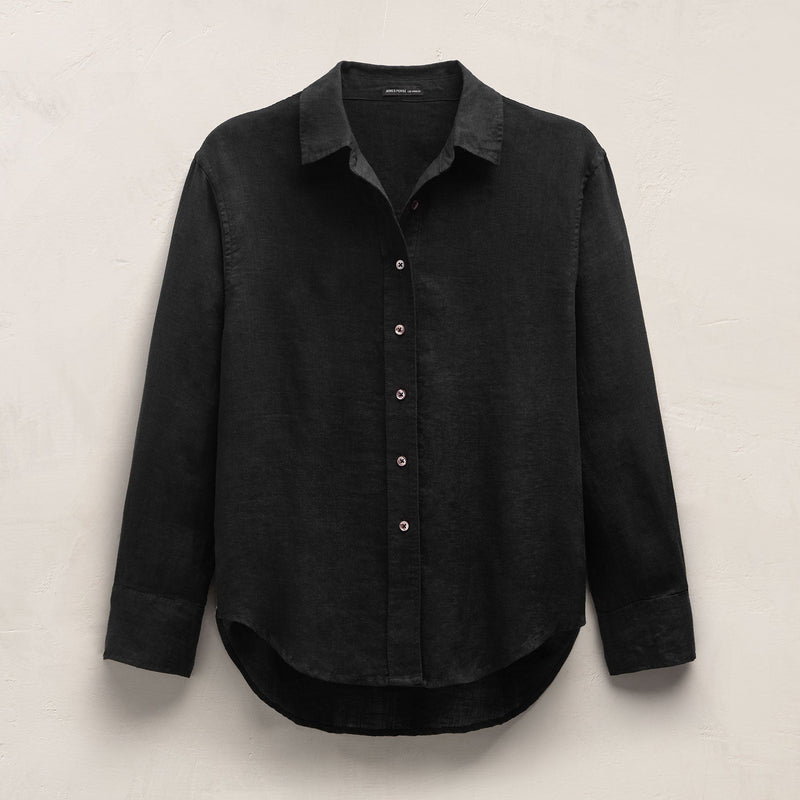 Linen Oversized Shirt in Black | James Perse Los Angeles