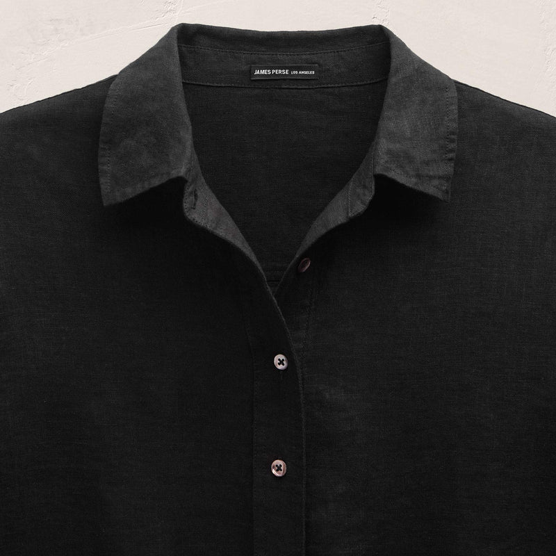 Linen Oversized Shirt in Black | James Perse Los Angeles