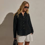 Linen Oversized Shirt in Black | James Perse Los Angeles