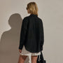 Linen Oversized Shirt in Black | James Perse Los Angeles