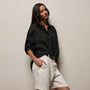 Linen Oversized Shirt in Black | James Perse Los Angeles
