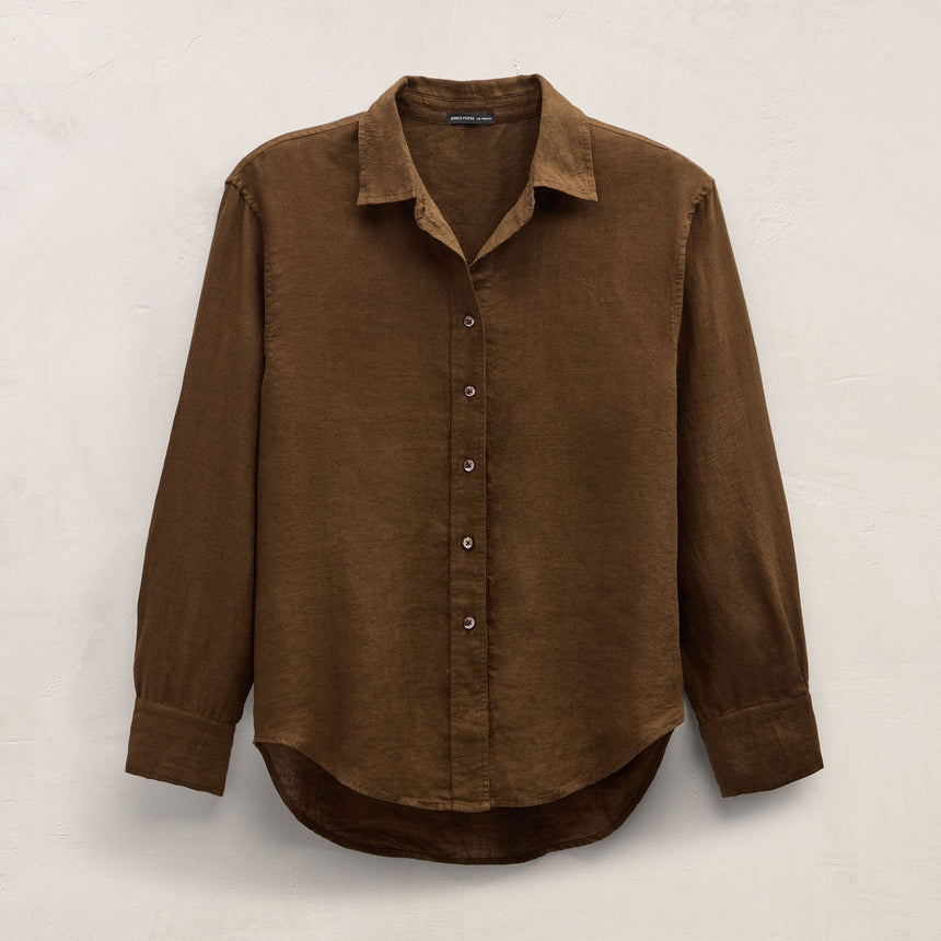 Linen Oversized Shirt in Cocoa | James Perse Los Angeles