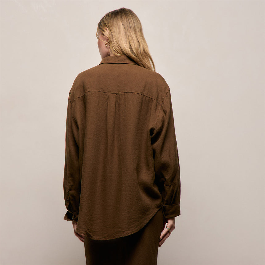 Linen Oversized Shirt - Cocoa