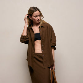 Linen Oversized Shirt - Cocoa