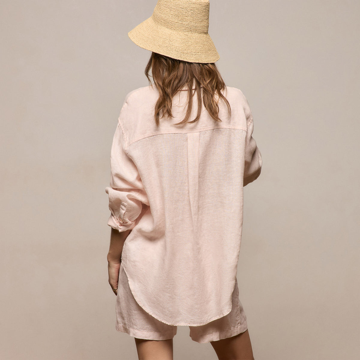 Linen Oversized Shirt in Light Rose Quartz | James Perse Los Angeles