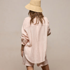 Linen Oversized Shirt in Light Rose Quartz | James Perse Los Angeles