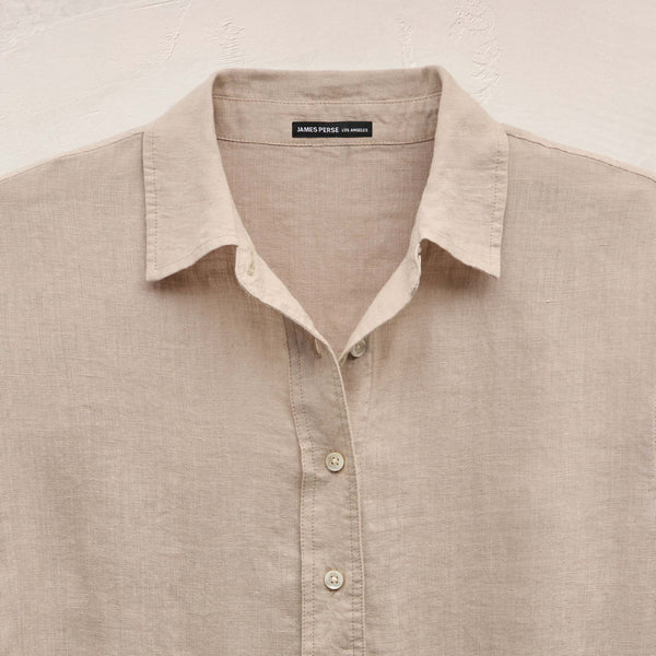Linen Oversized Shirt in Stone | James Perse Los Angeles