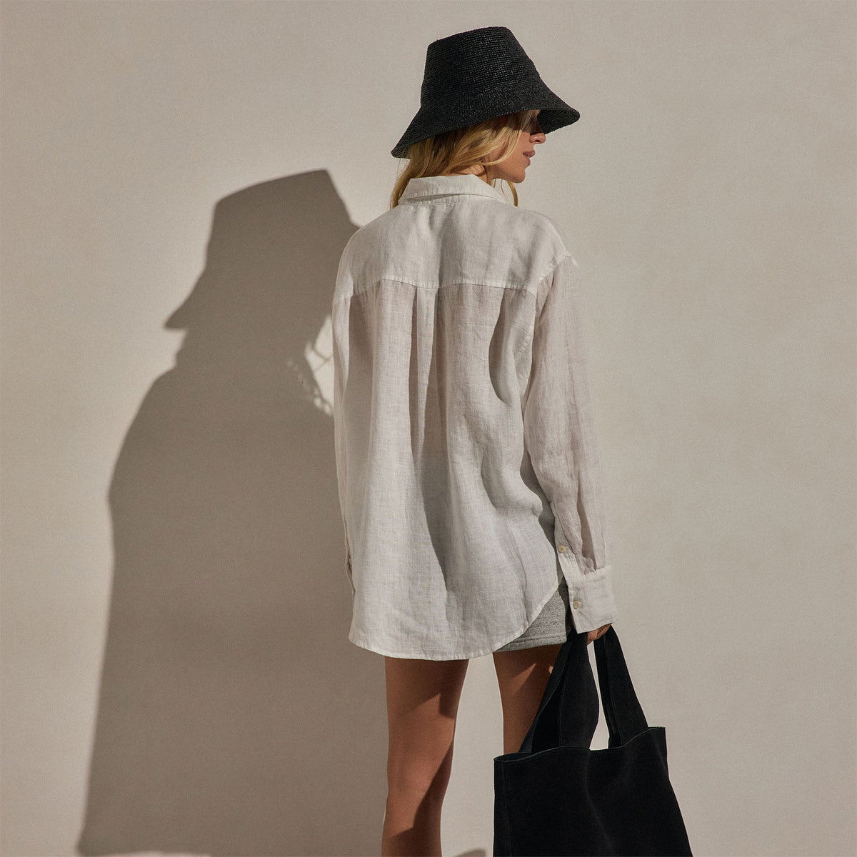 Linen Oversized Shirt in White | James Perse Los Angeles