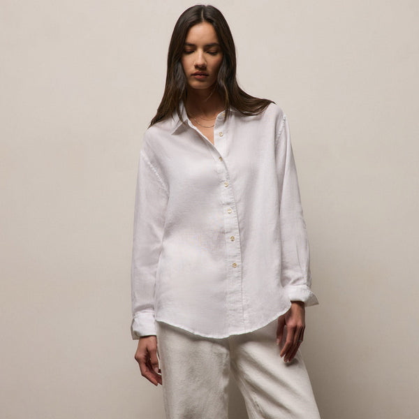 Linen Oversized Shirt - White | James Perse Los Angeles