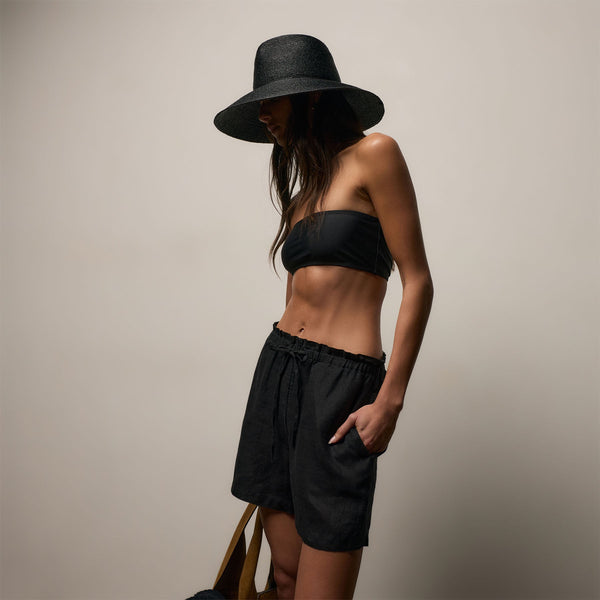 Linen Short in Black | James Perse Los Angeles
