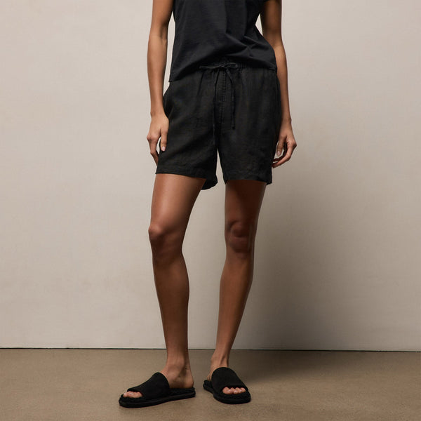 Linen Short in Black | James Perse Los Angeles