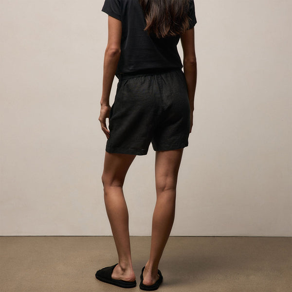 Linen Short in Black | James Perse Los Angeles