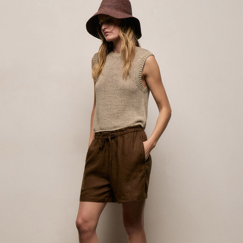 Linen Short in Cocoa | James Perse Los Angeles