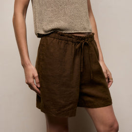 Linen Short in Cocoa | James Perse Los Angeles