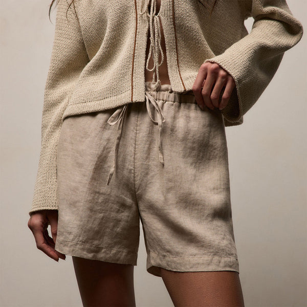 Linen Short in Stone | James Perse Los Angeles