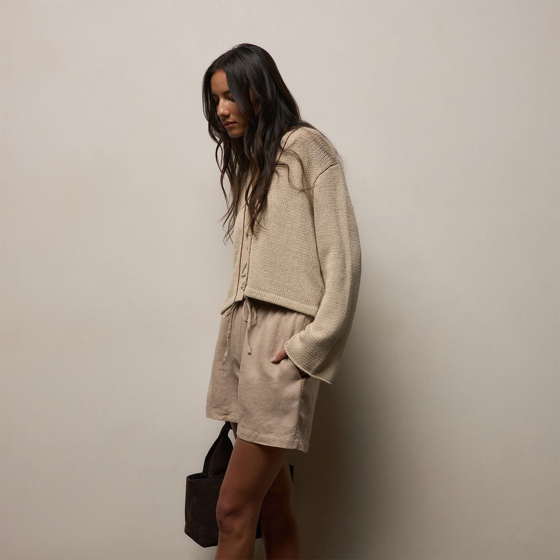 Linen Short in Stone | James Perse Los Angeles