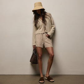 Linen Short in Stone | James Perse Los Angeles