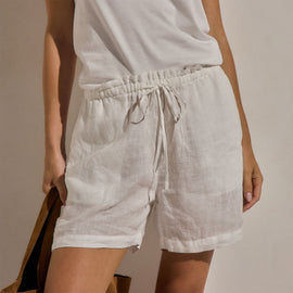 Linen Short in White | James Perse Los Angeles