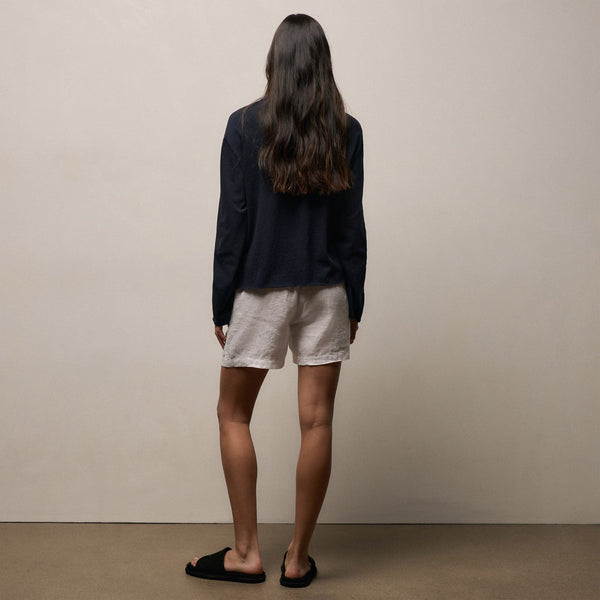 Linen Short in White | James Perse Los Angeles