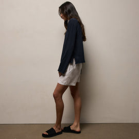 Linen Short in White | James Perse Los Angeles