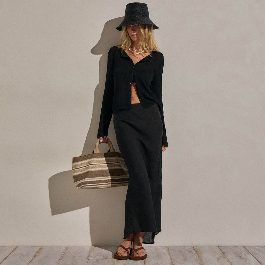 Linen Skirt in Black | James Perse Los Angeles