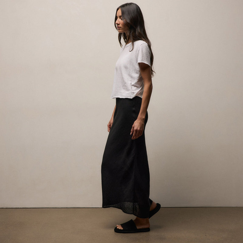 Linen Skirt in Black | James Perse Los Angeles