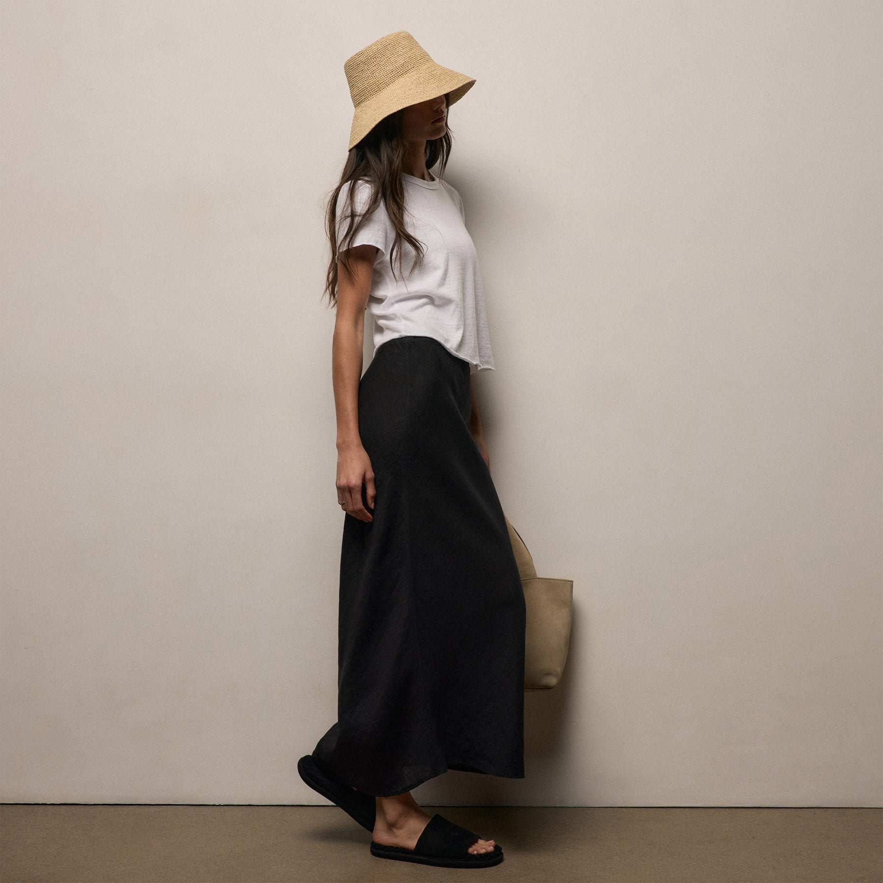 Linen Skirt in Black | James Perse Los Angeles
