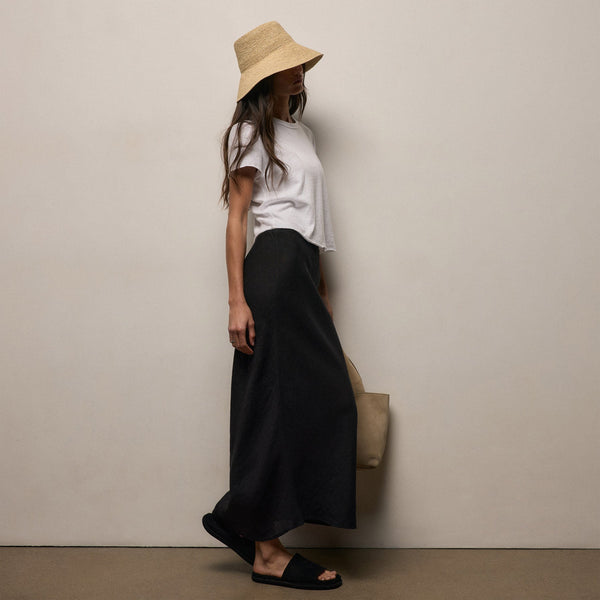 Linen Skirt in Black | James Perse Los Angeles