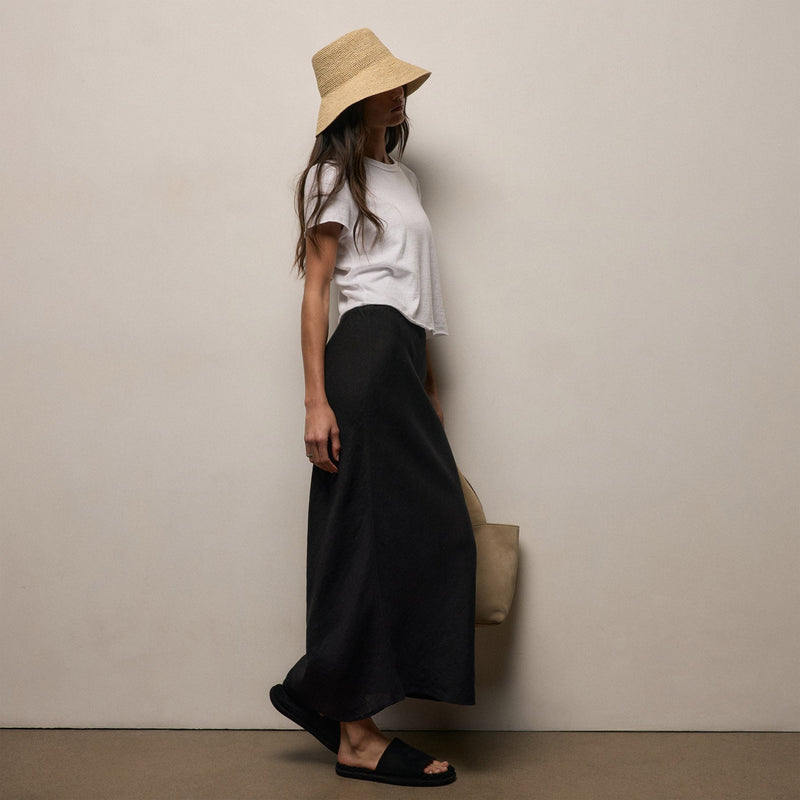 Linen Skirt in Black | James Perse Los Angeles
