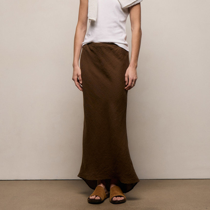 Linen Skirt in Cocoa | James Perse Los Angeles