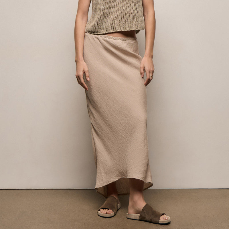 Linen Skirt in Stone | James Perse Los Angeles