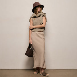 Linen Skirt in Stone | James Perse Los Angeles