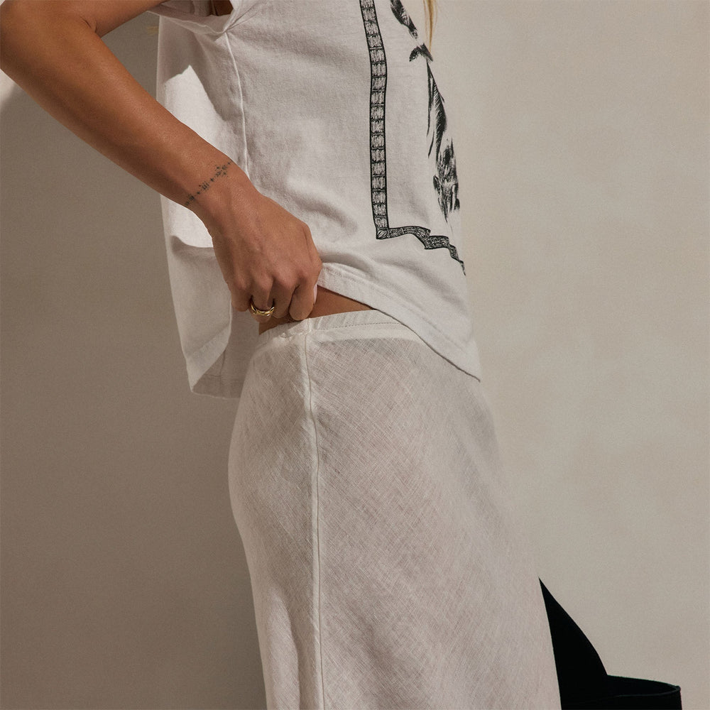 Linen Skirt in White | James Perse Los Angeles