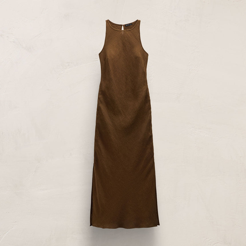 Linen Halter Maxi Dress in Cocoa | James Perse Los Angeles