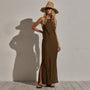 Linen Halter Maxi Dress in Cocoa | James Perse Los Angeles