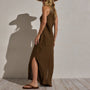 Linen Halter Maxi Dress in Cocoa | James Perse Los Angeles