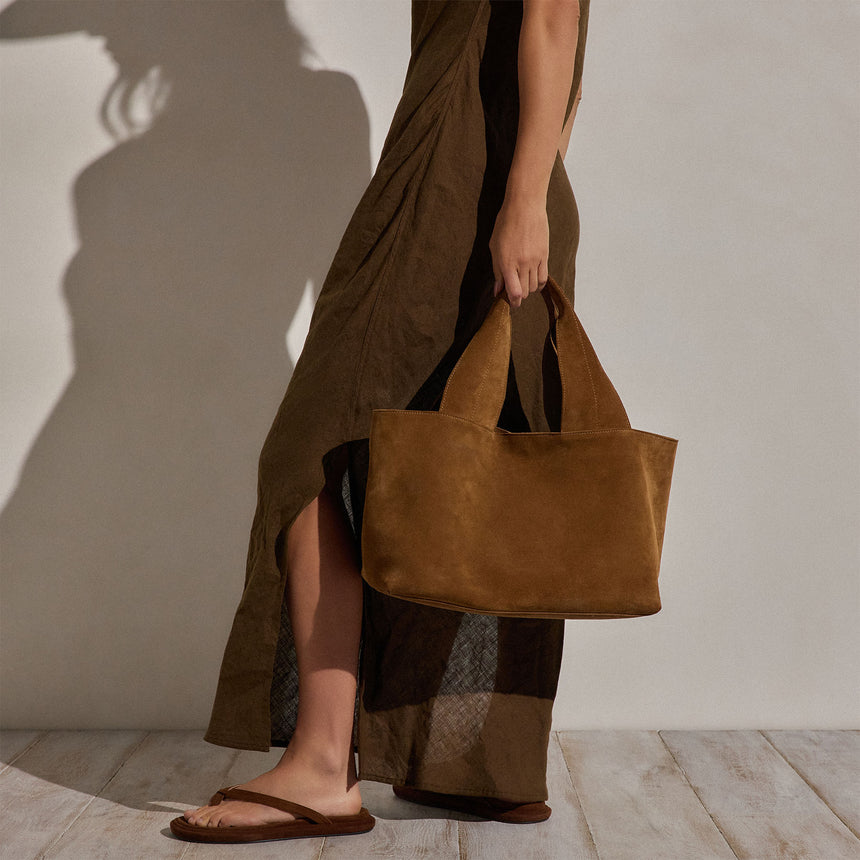 Linen Halter Maxi Dress in Cocoa | James Perse Los Angeles
