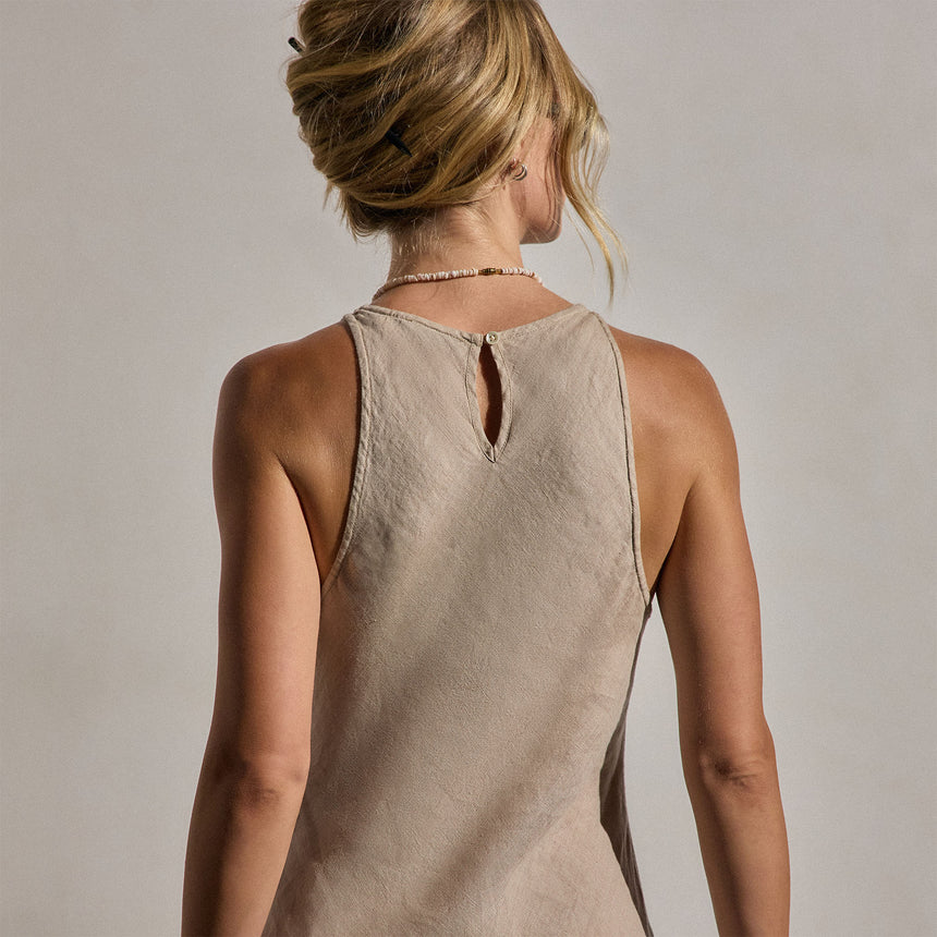 Linen Halter Maxi Dress - Stone