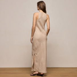 Linen Halter Maxi Dress in Stone | James Perse Los Angeles