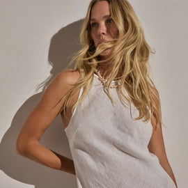 Linen Halter Maxi Dress in White | James Perse Los Angeles