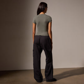Double Front Short Sleeve Deep V Tee in Palm | James Perse Los Angeles