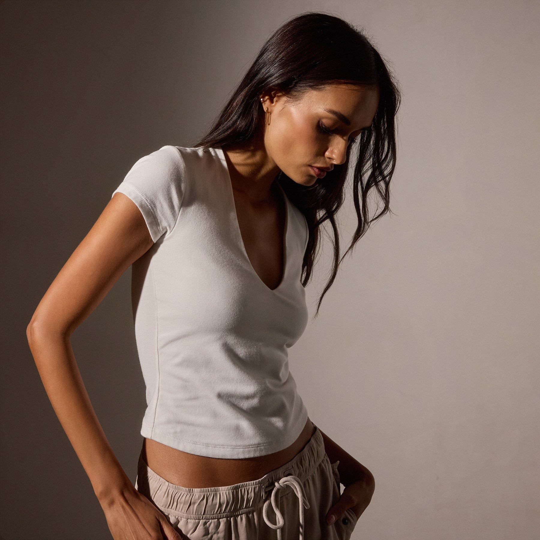 Stretch Lotus Deep V Short Sleeve Tee