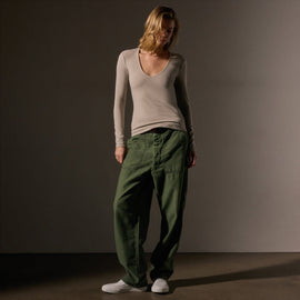 Stretch Lotus Deep V Tee  in Tan | James Perse Los Angeles