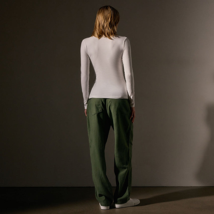 Stretch Lotus Deep V Tee  in White | James Perse Los Angeles
